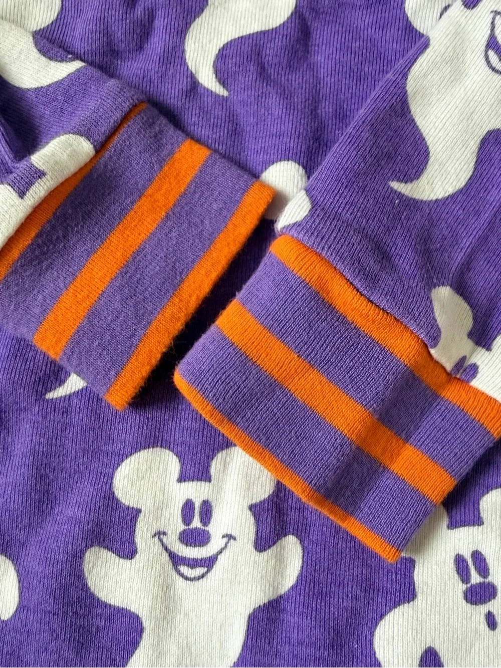 Disney Mickey Mouse Ghost Purple White Orange Halloween Pajamas Long Sleeve Set